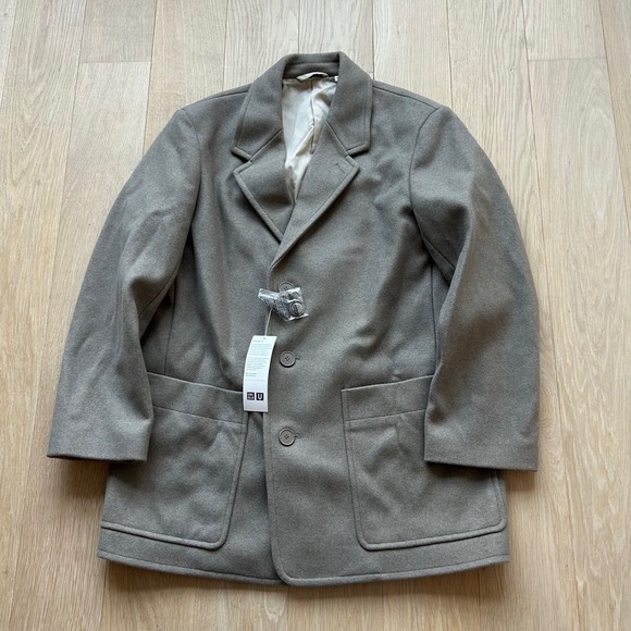 Uniqlo Jackets & Blazers - NWT Uniqlo U Lemaire Women's Tailored Coat FW22 Beige Wool Blend S Oversized